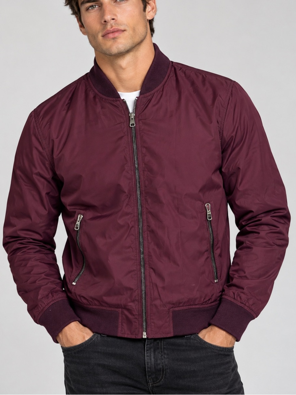 Barabas Mens lightweight full zip up burgundy Jacket size xl.